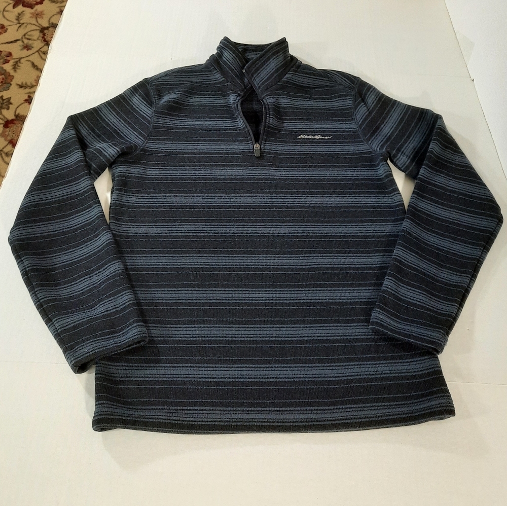 Eddie Bauer Striped 1/4 Zip Knit Fleece Sweater